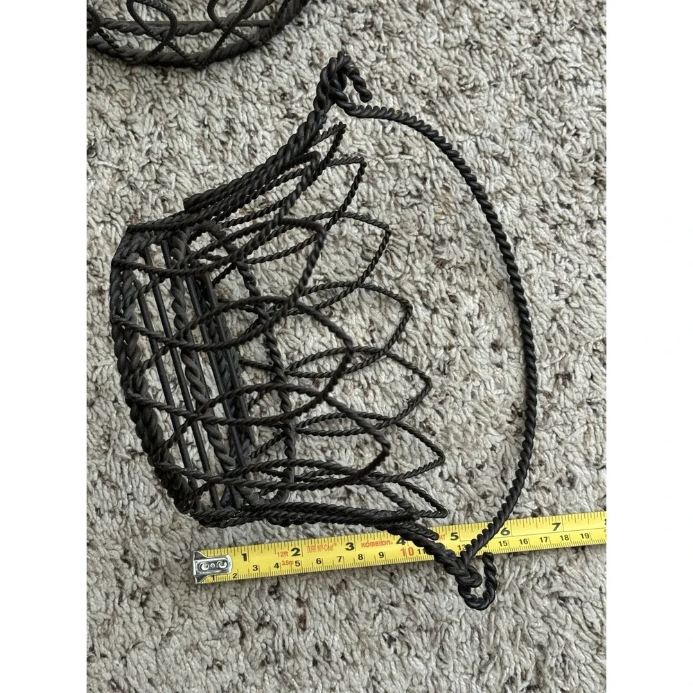Black Metal Baskets With Handles Set Of 2